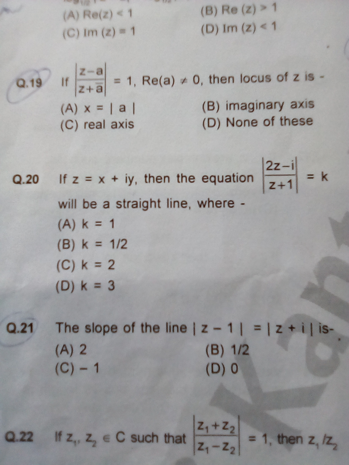 Question image for Question number 20 can I get the solution........